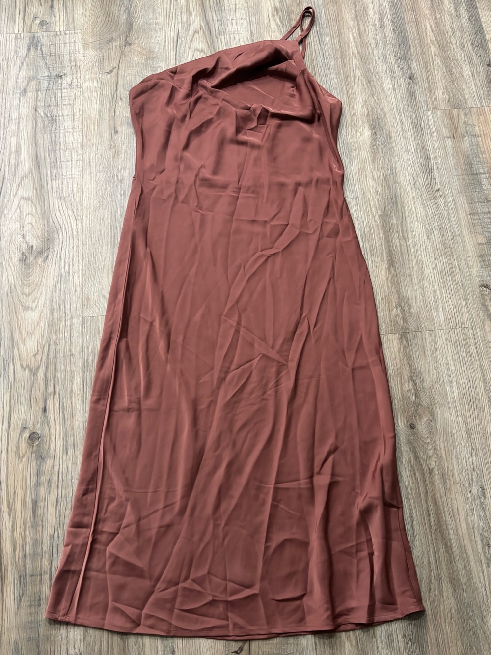One-Shoulder Slip Dress in Rusty Rose